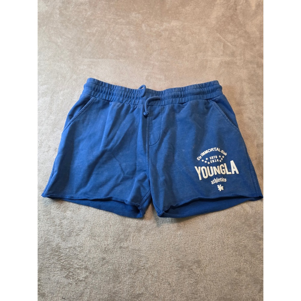 YoungLA Shorts Mens XXL Blue Immortal Club Athletics Raw Hem Gym Workout